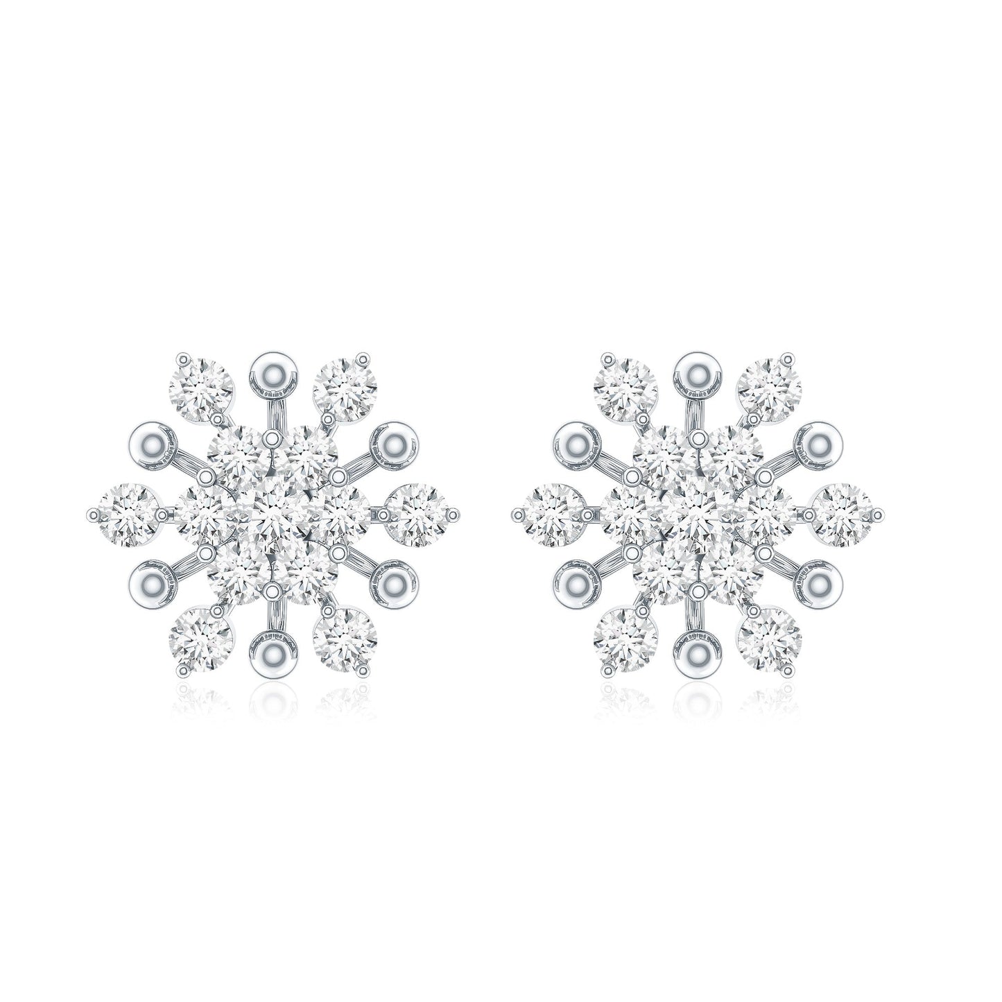 Moissanite Floral Cluster Stud Earrings