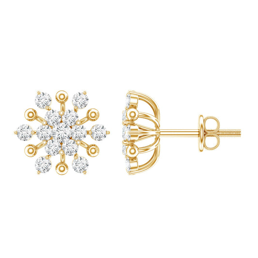 Moissanite Floral Cluster Stud Earrings