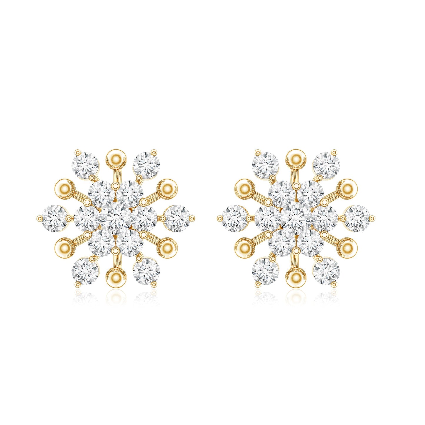Moissanite Floral Cluster Stud Earrings