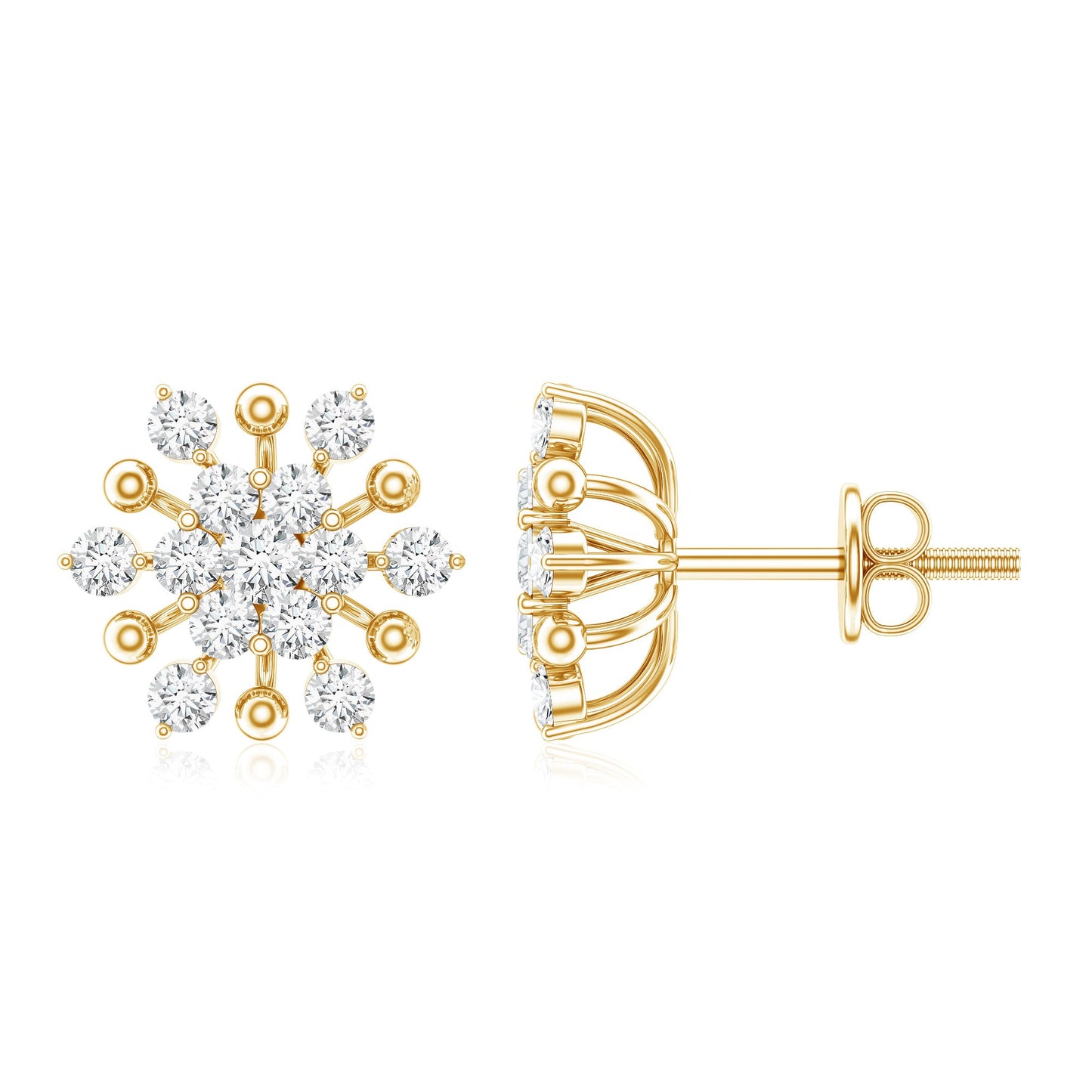 Moissanite Floral Cluster Stud Earrings
