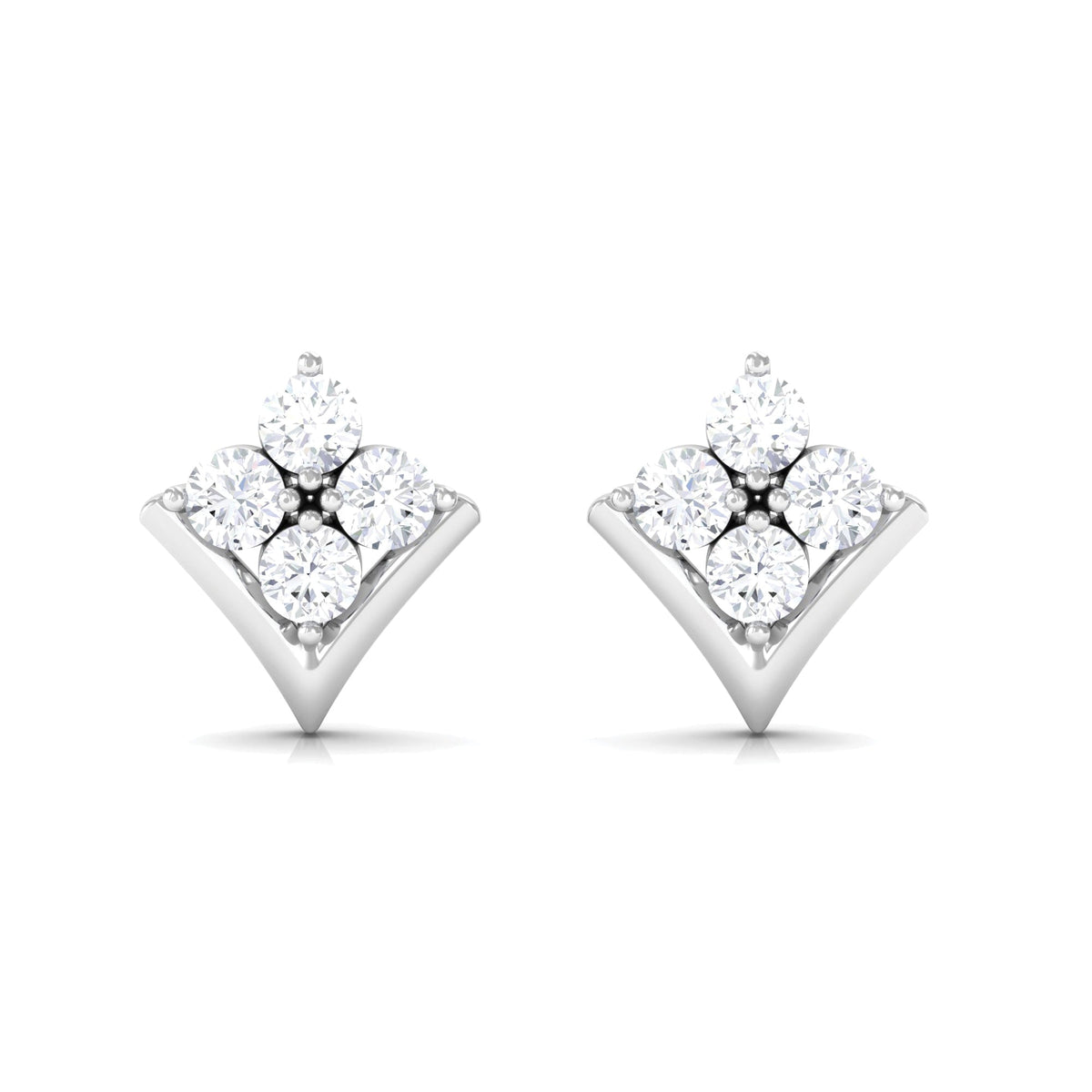 Certified Moissanite Flower Stud Earrings with Screw Backs