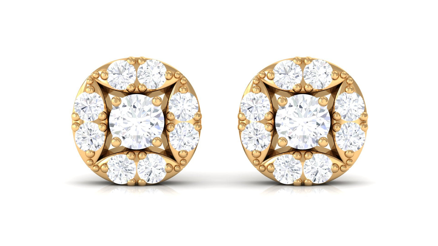 Natural Diamond Screw Back Stud Earrings