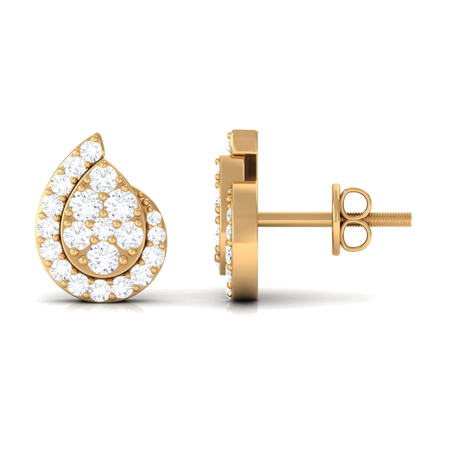 Real Diamond Designer Teardrop Stud Earrings