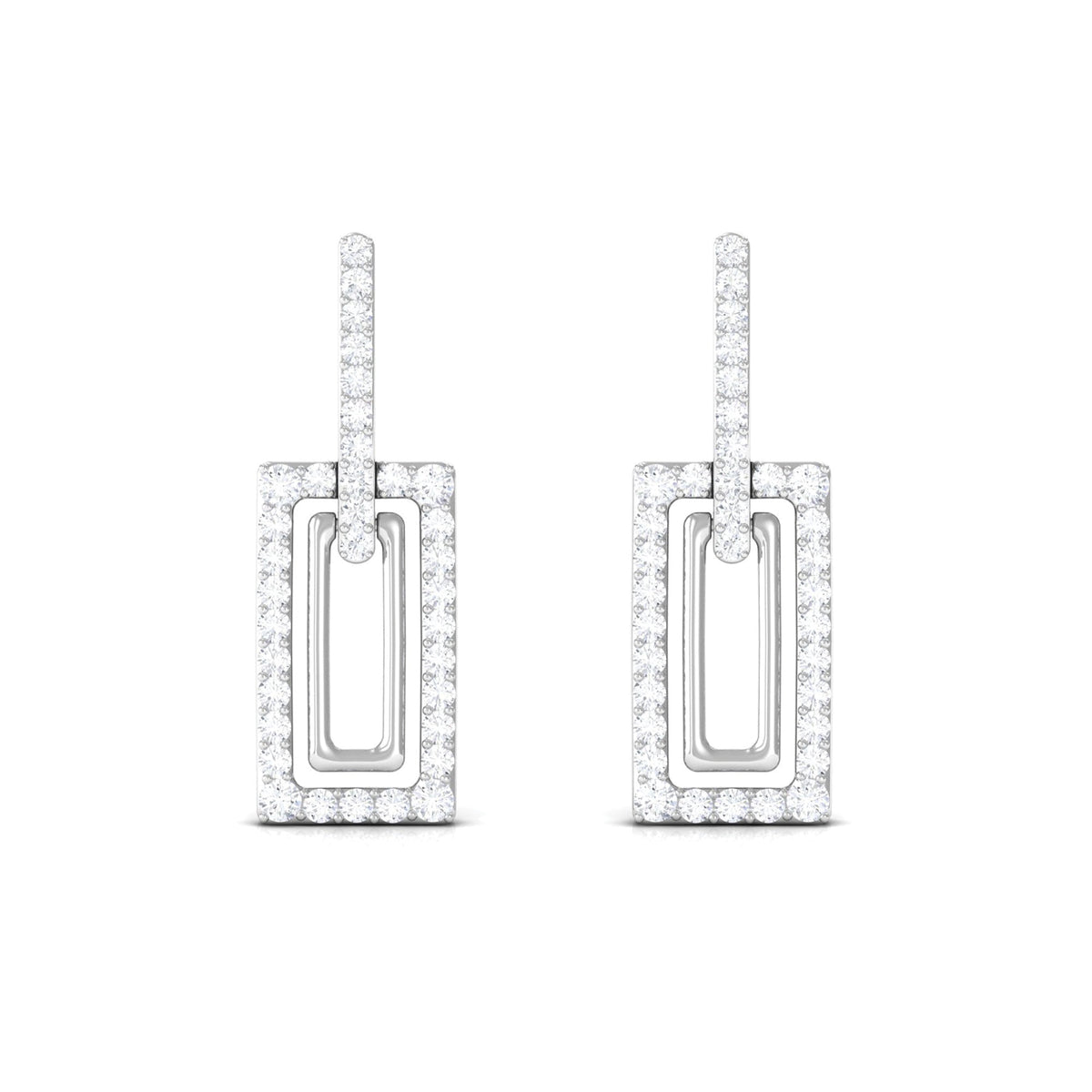 Certified Moissanite Rectangle Shape Dangle Earrings