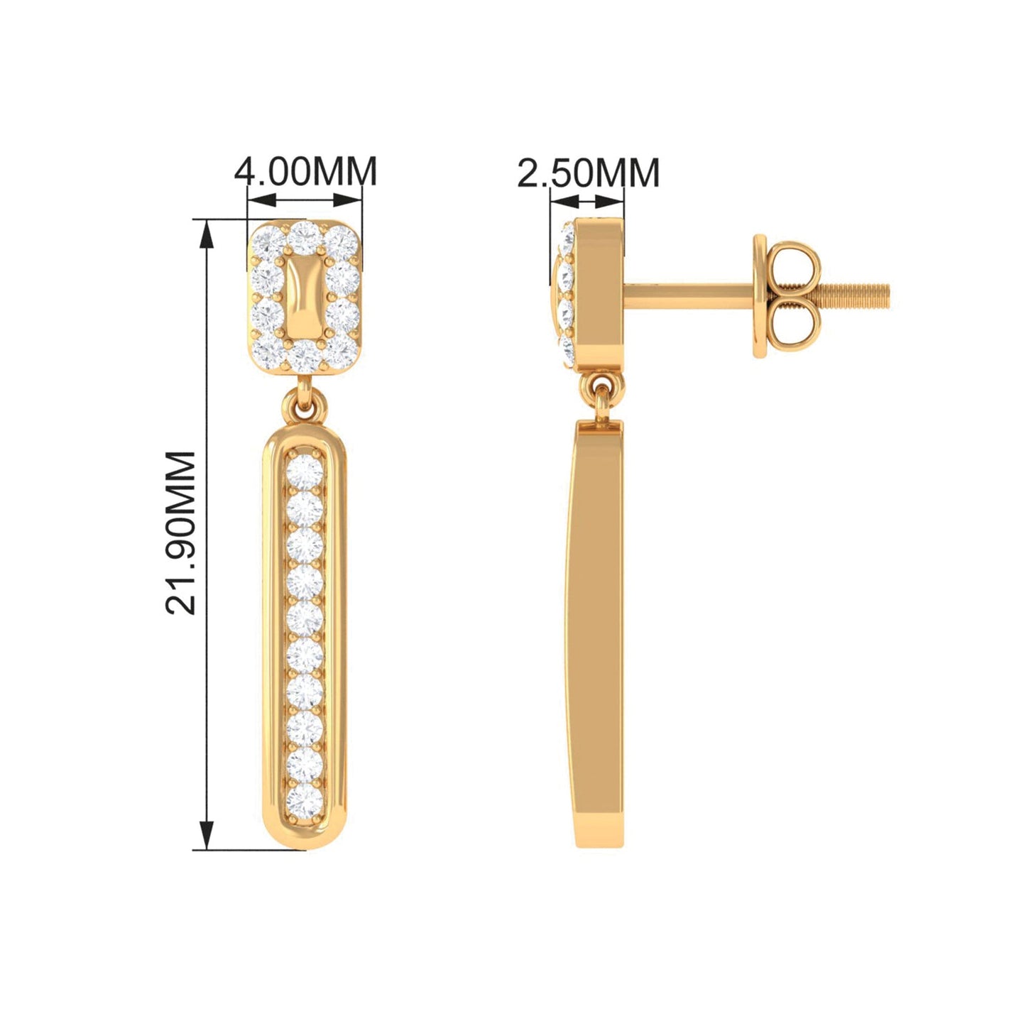 Certified Moissanite Bar Dangle Earrings for Women