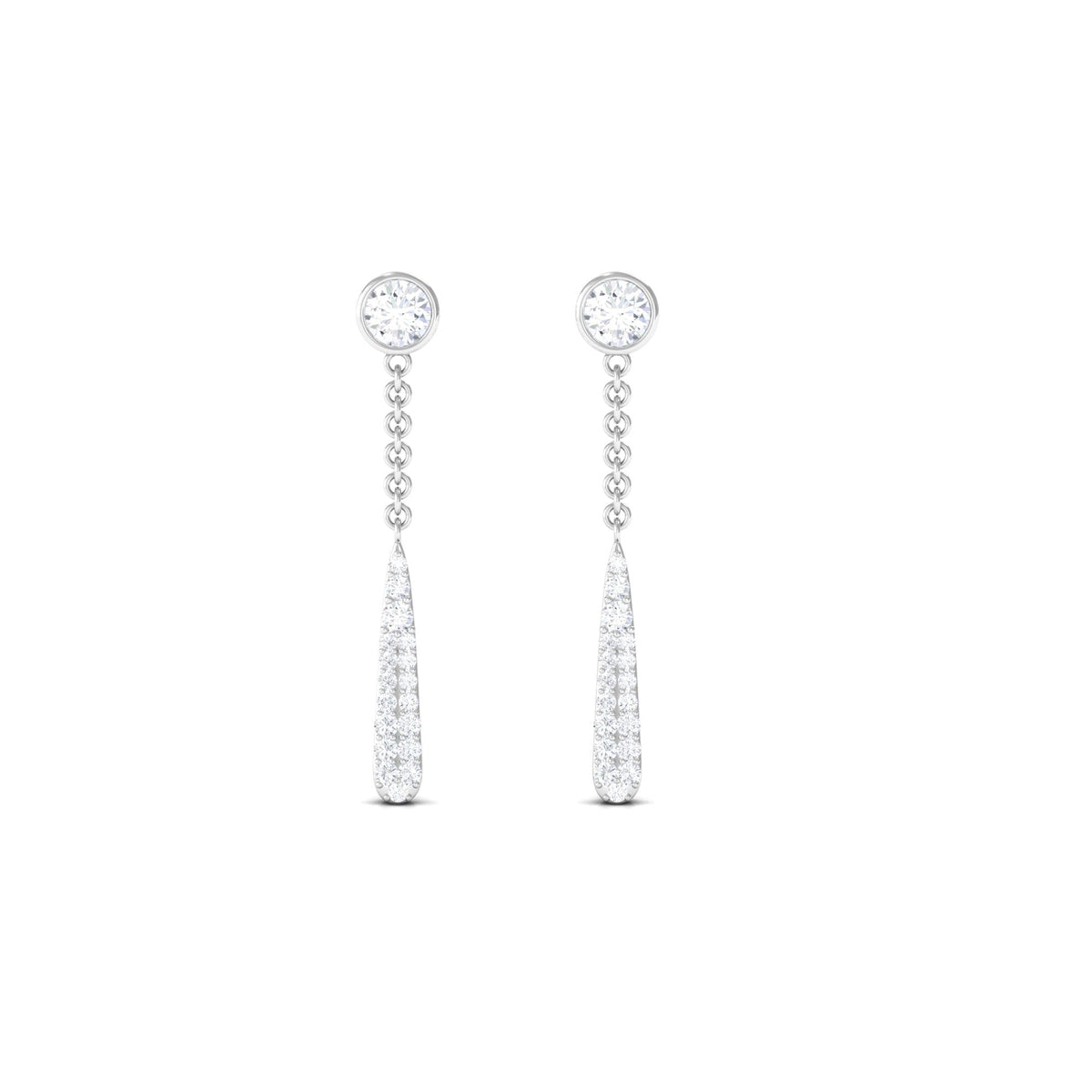 Certified Moissanite Chain Dangle Earrings with Screw Back