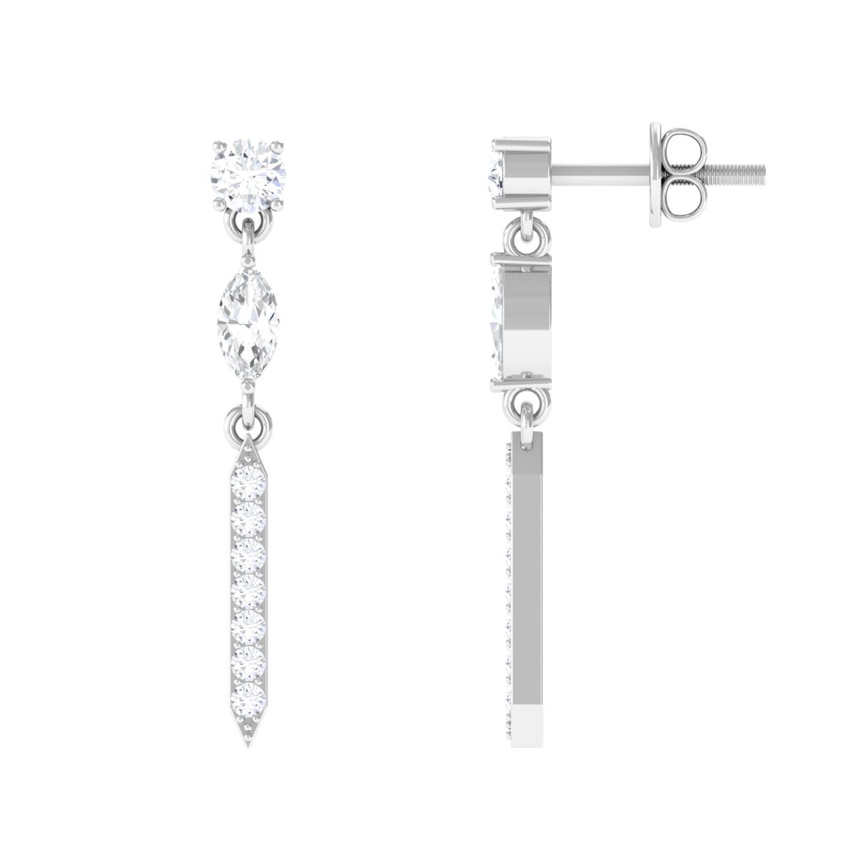 Moissanite Minimal Dangle Earrings with Screw Back