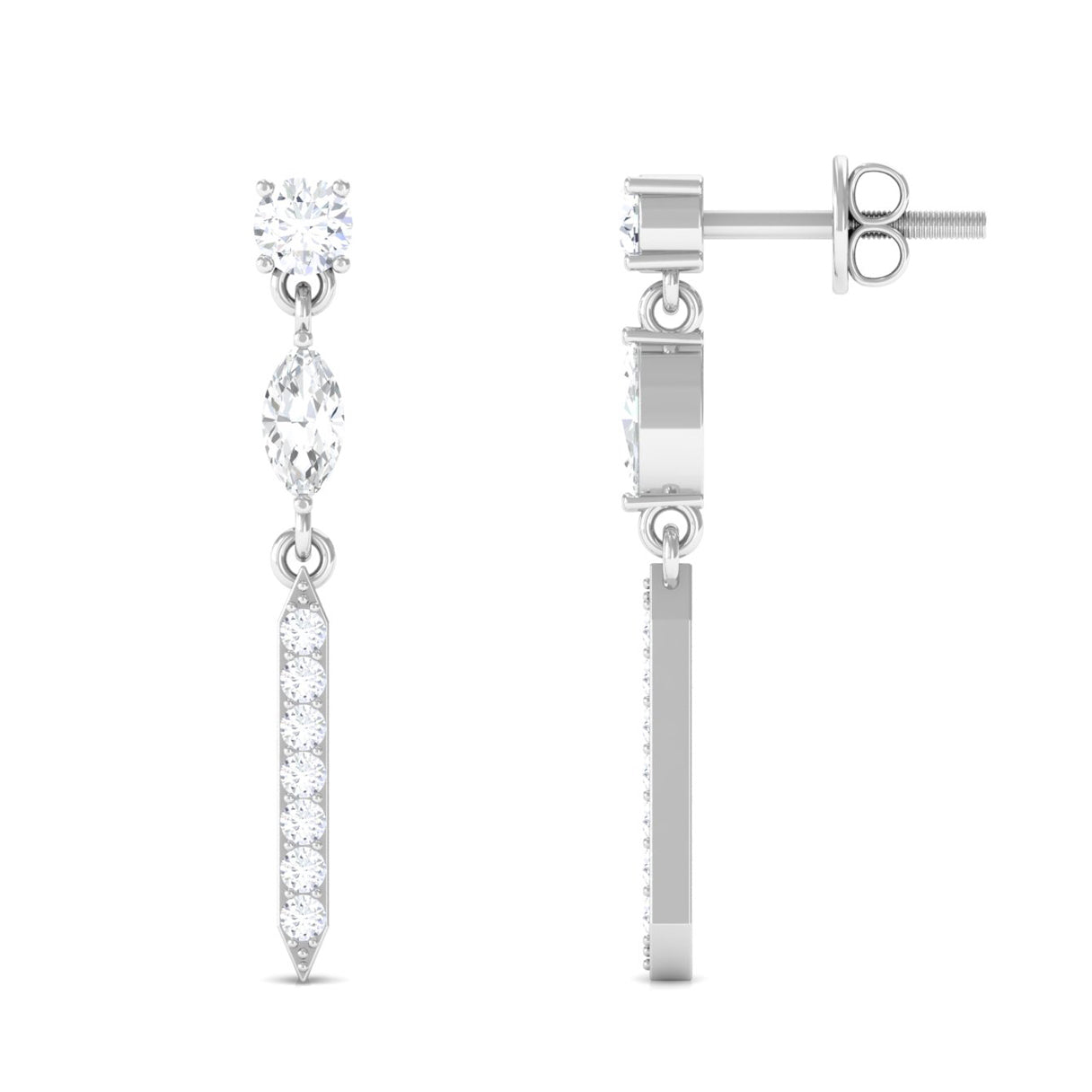 Moissanite Minimal Dangle Earrings with Screw Back