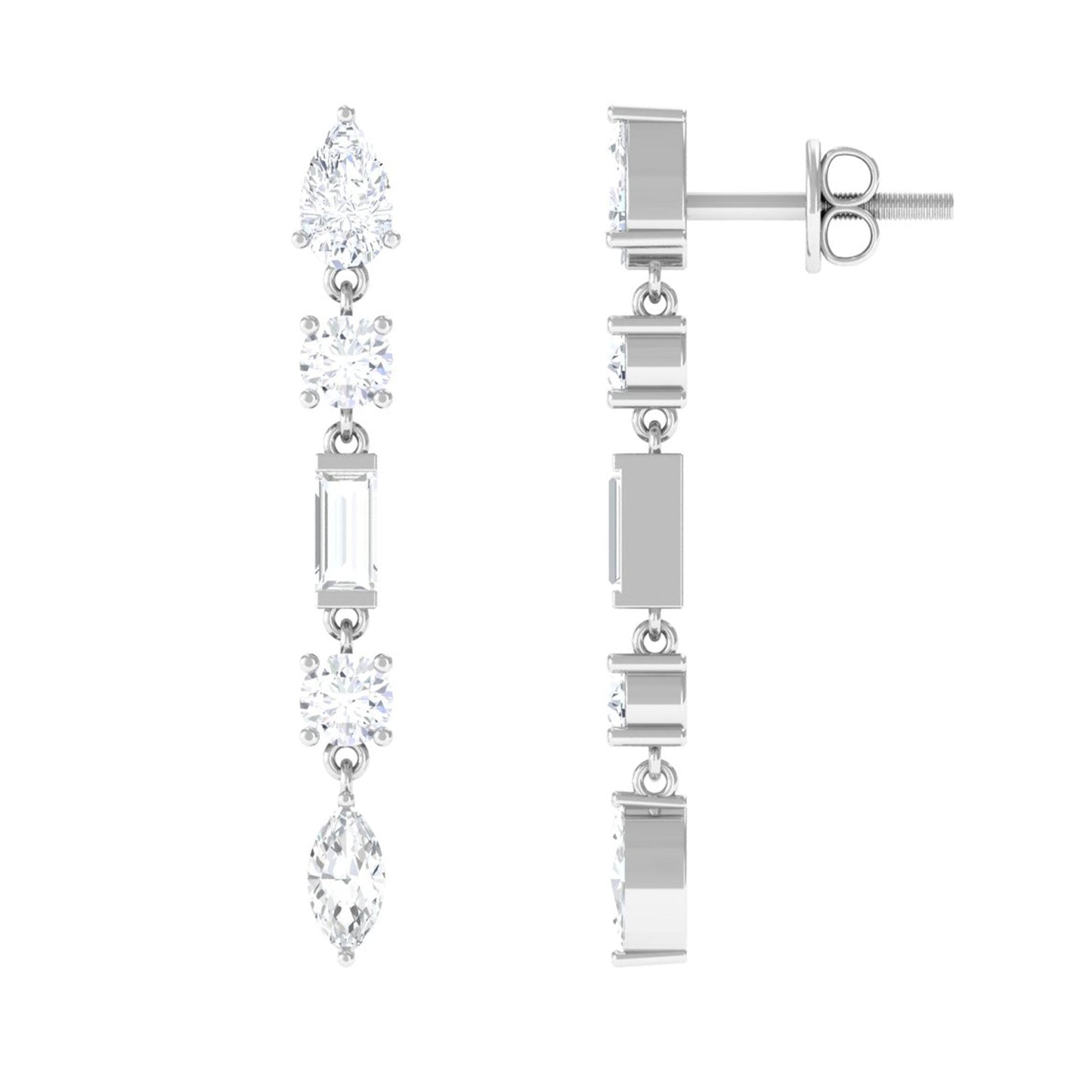 Certified Moissanite Bridal Dangle Earrings for Women