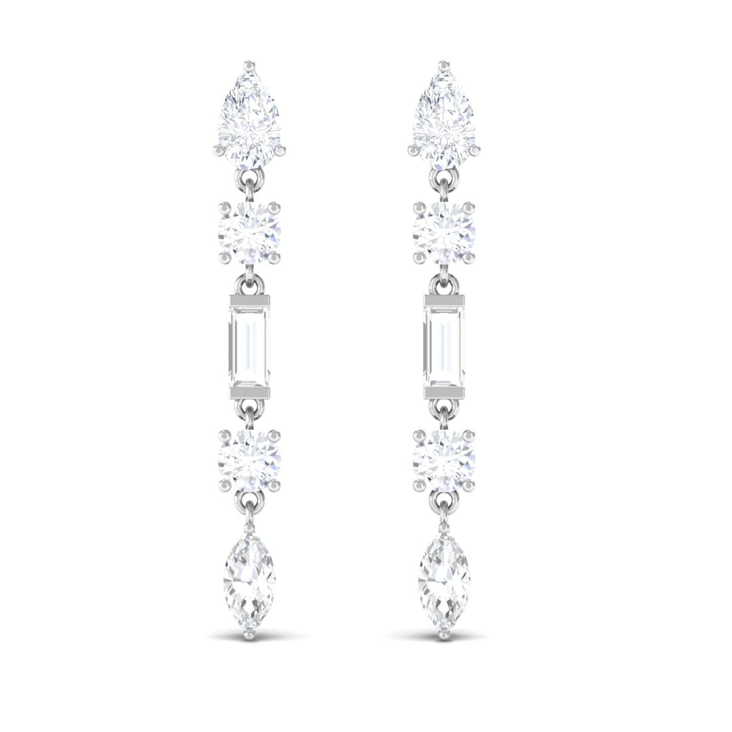 Certified Moissanite Bridal Dangle Earrings for Women