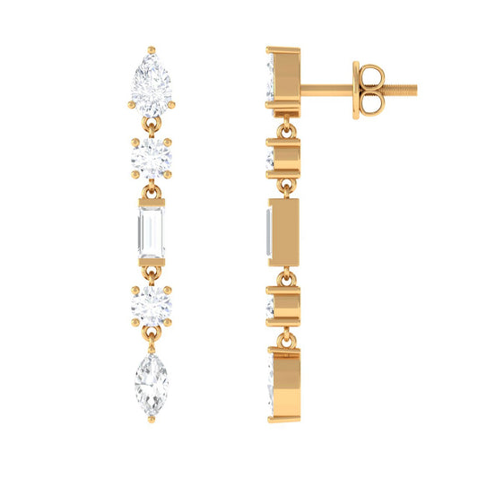 Certified Moissanite Bridal Dangle Earrings for Women