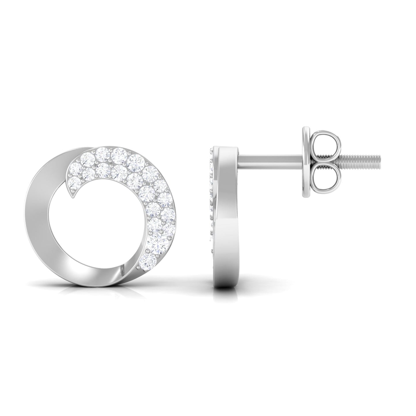 Certified Moissanite Circle Earrings with Screw Back