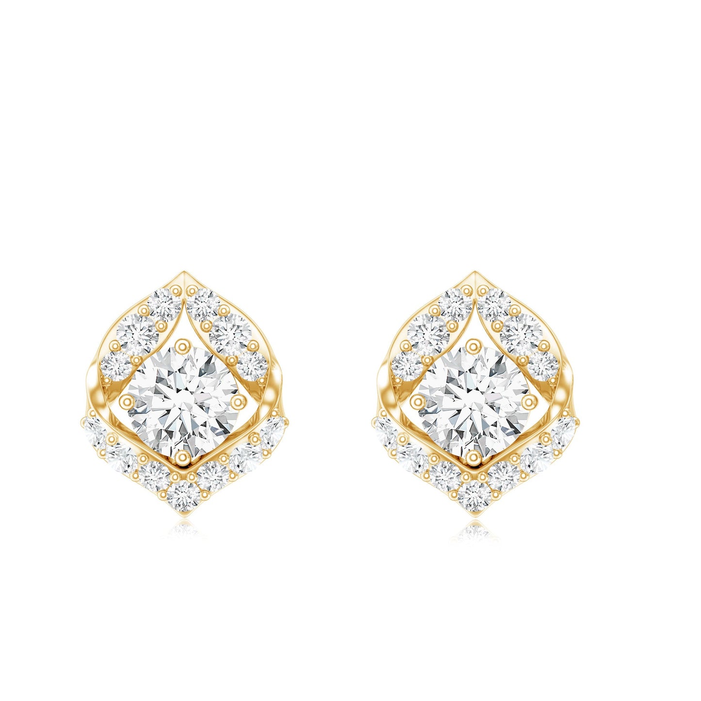 0.6 Carat Moissanite Petal Stud Earrings with Screw Back