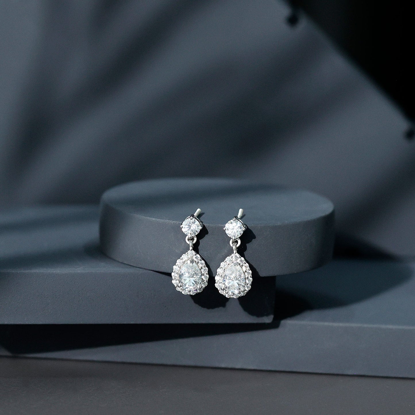 2.50 CT Moissanite Teardrop Bridal Earrings in Silver