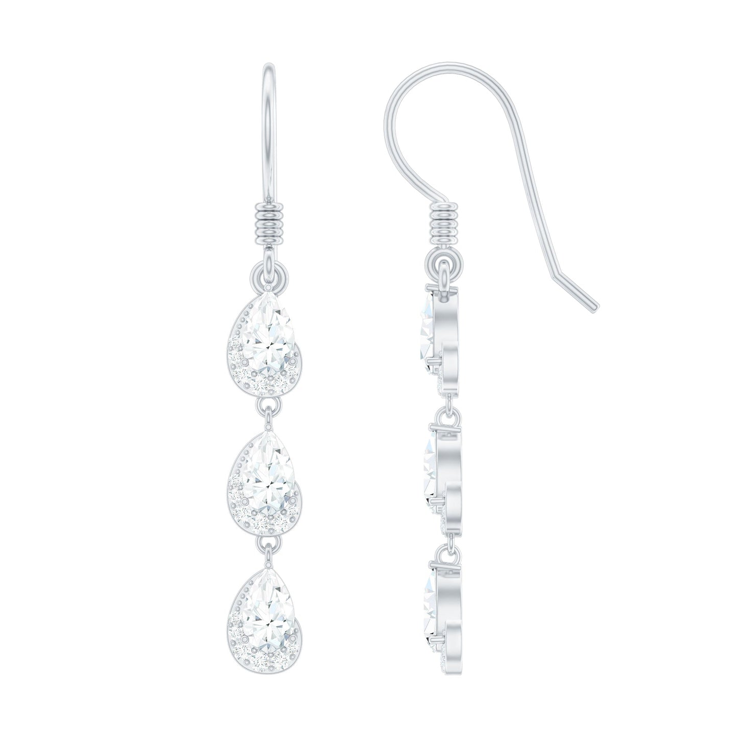 Certified Moissanite Dangling Wedding Earrings for Bride