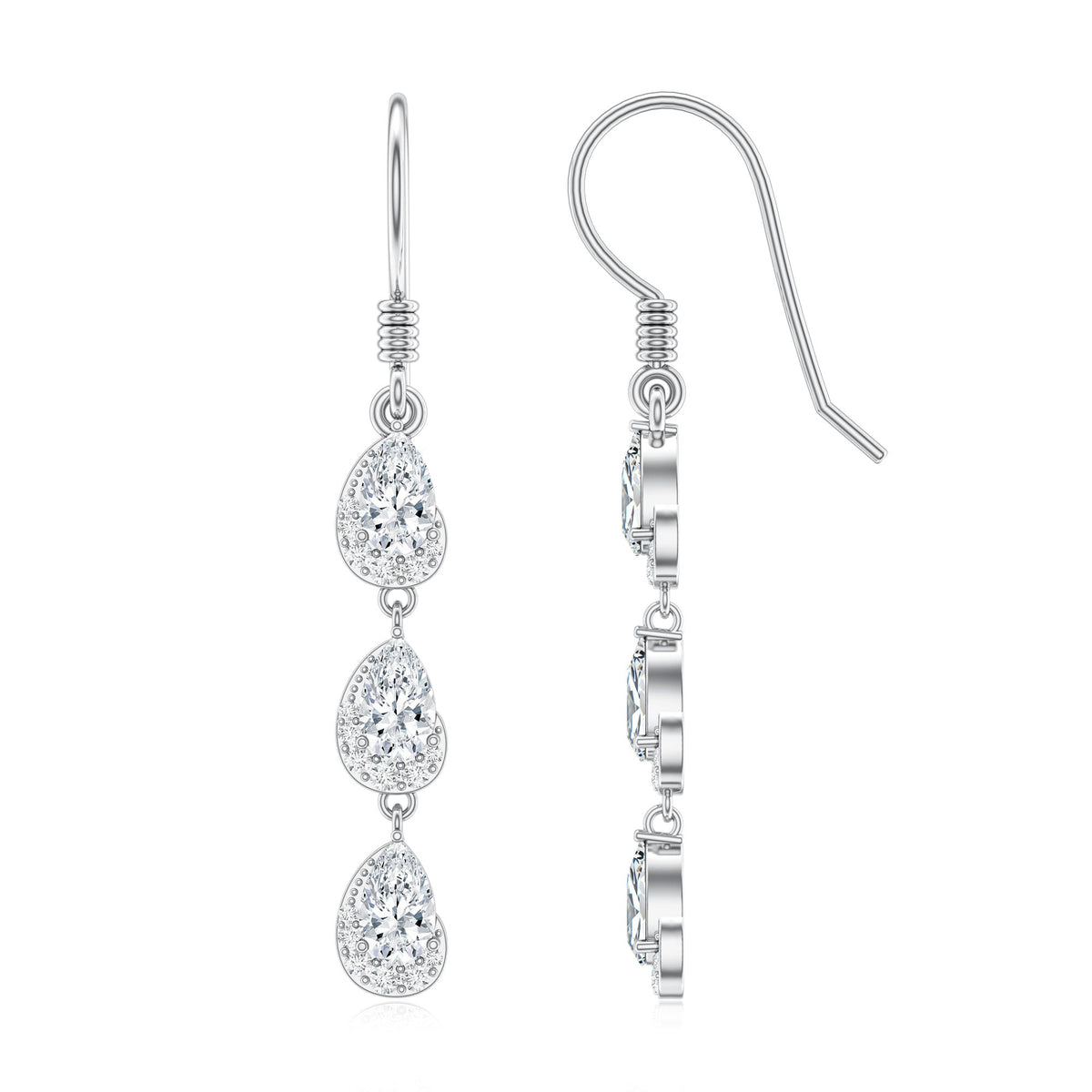 Certified Moissanite Dangling Wedding Earrings for Bride