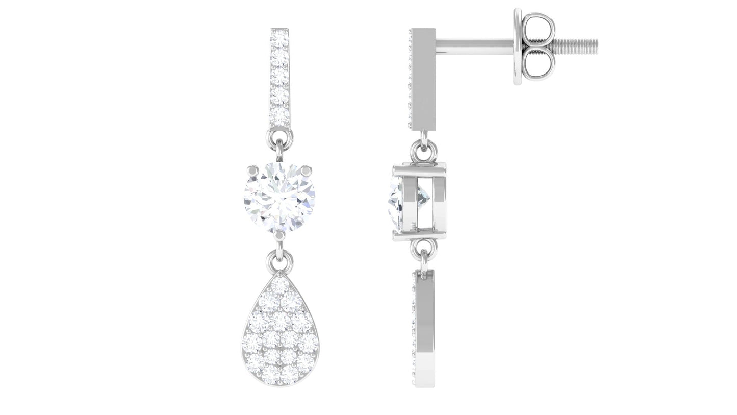 Round Cut Moissanite Classic Dangle Drop Earrings