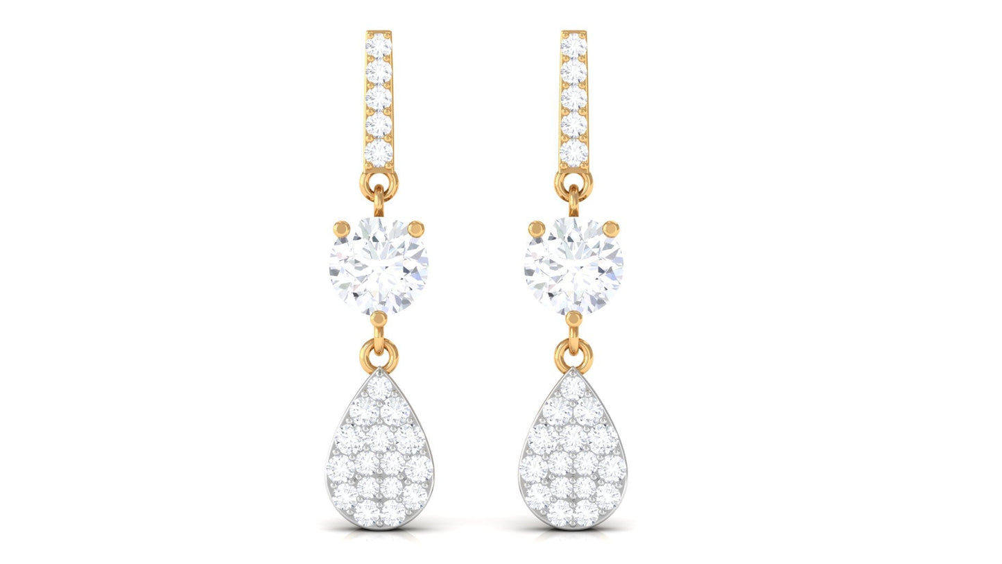 Round Cut Moissanite Classic Dangle Drop Earrings
