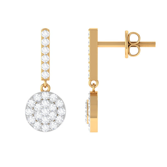 Minimal Moissanite Dangle Earrings in Pave Setting