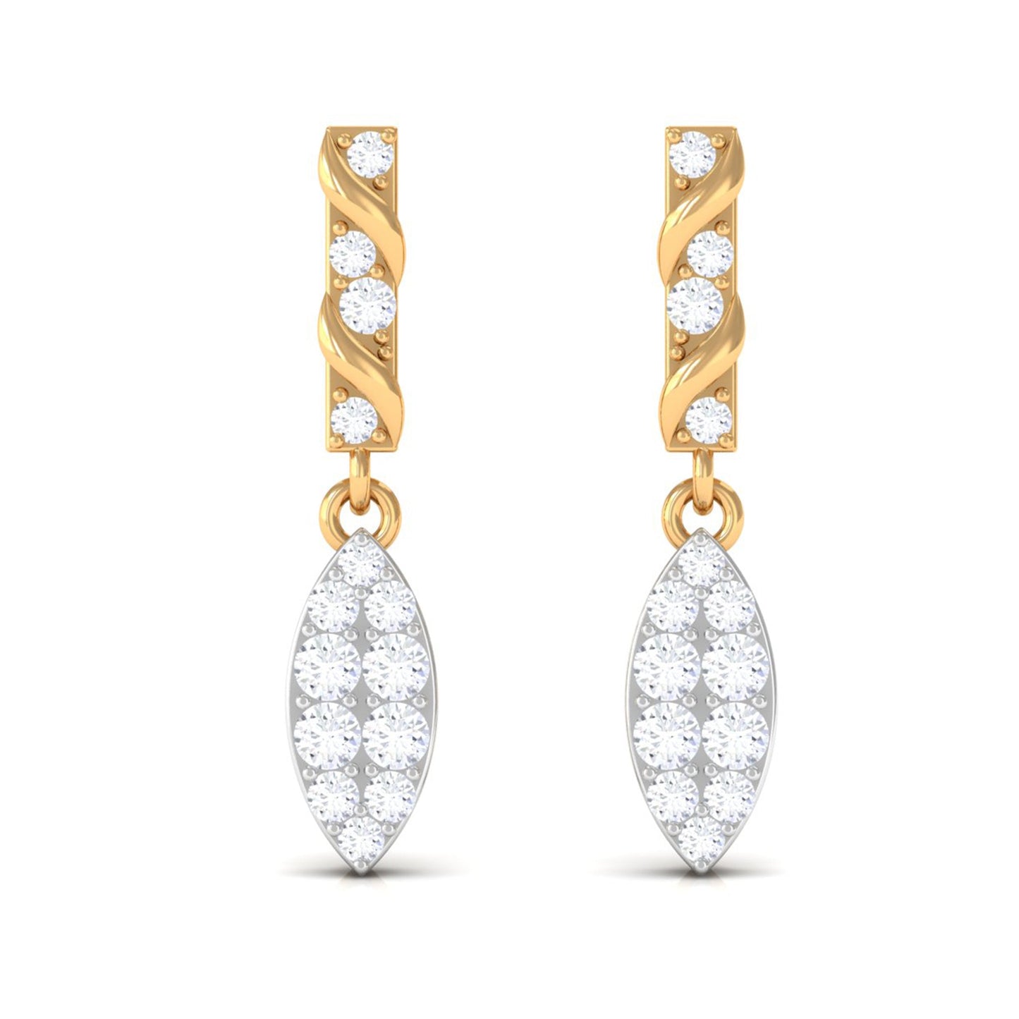 Certified Moissanite Leaf Dangle Drop Earrings