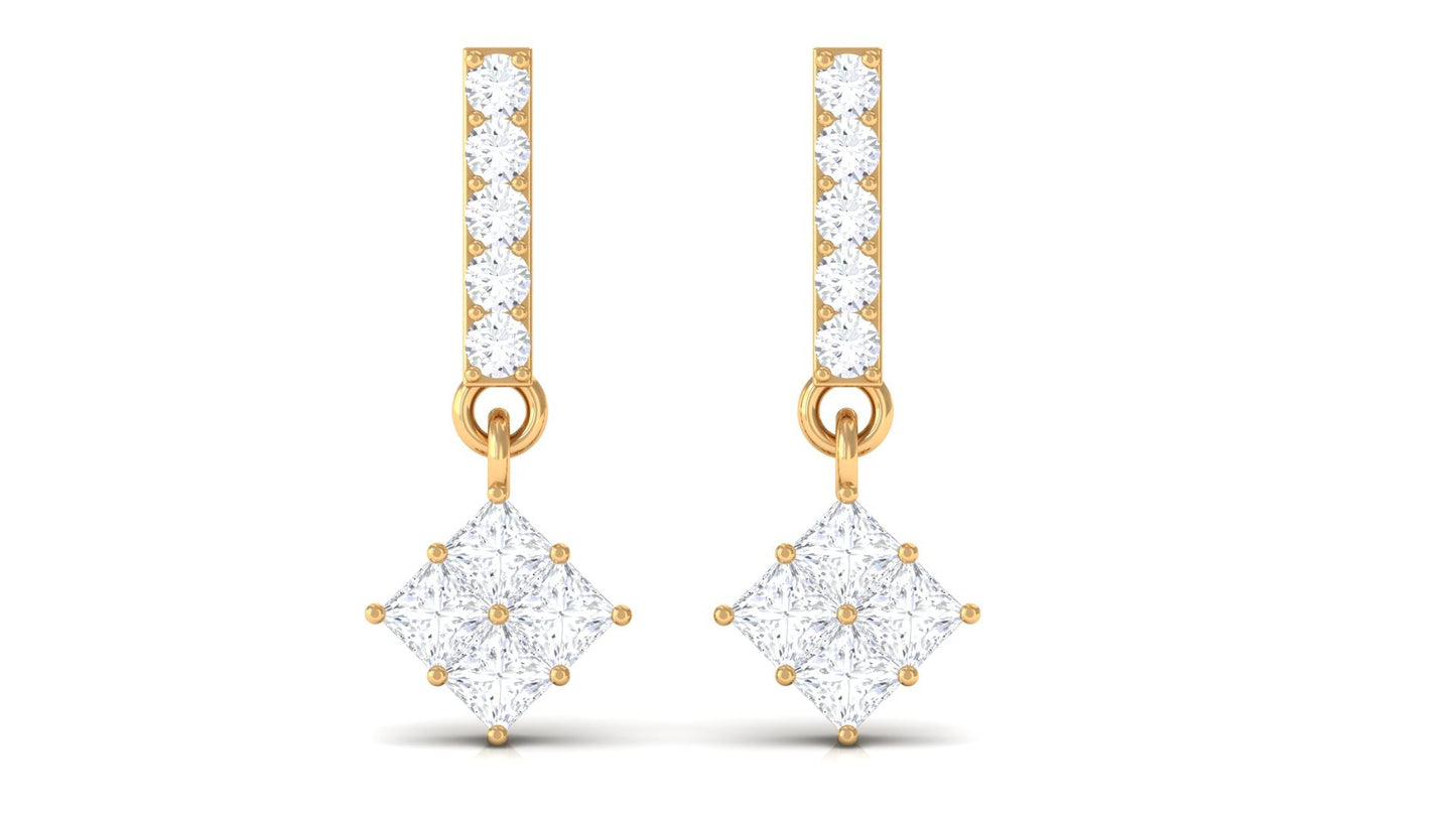 Contemporary Moissanite Dangle Drop Earrings