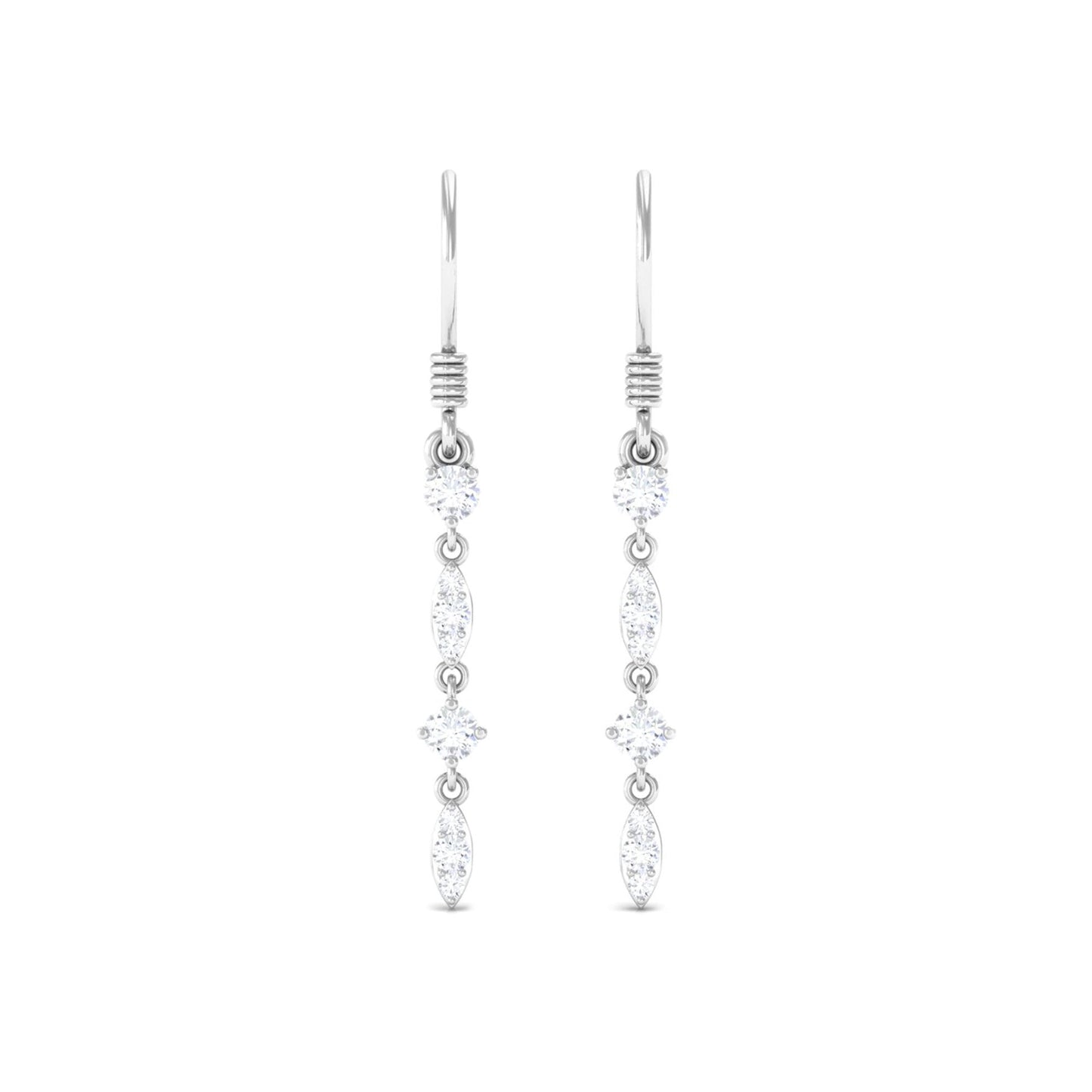 Womens Moissanite Dangle Earrings with Fish Hook