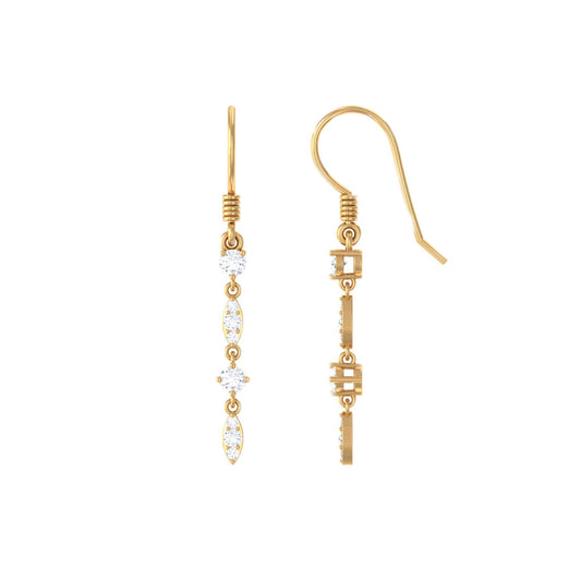 Womens Moissanite Dangle Earrings with Fish Hook