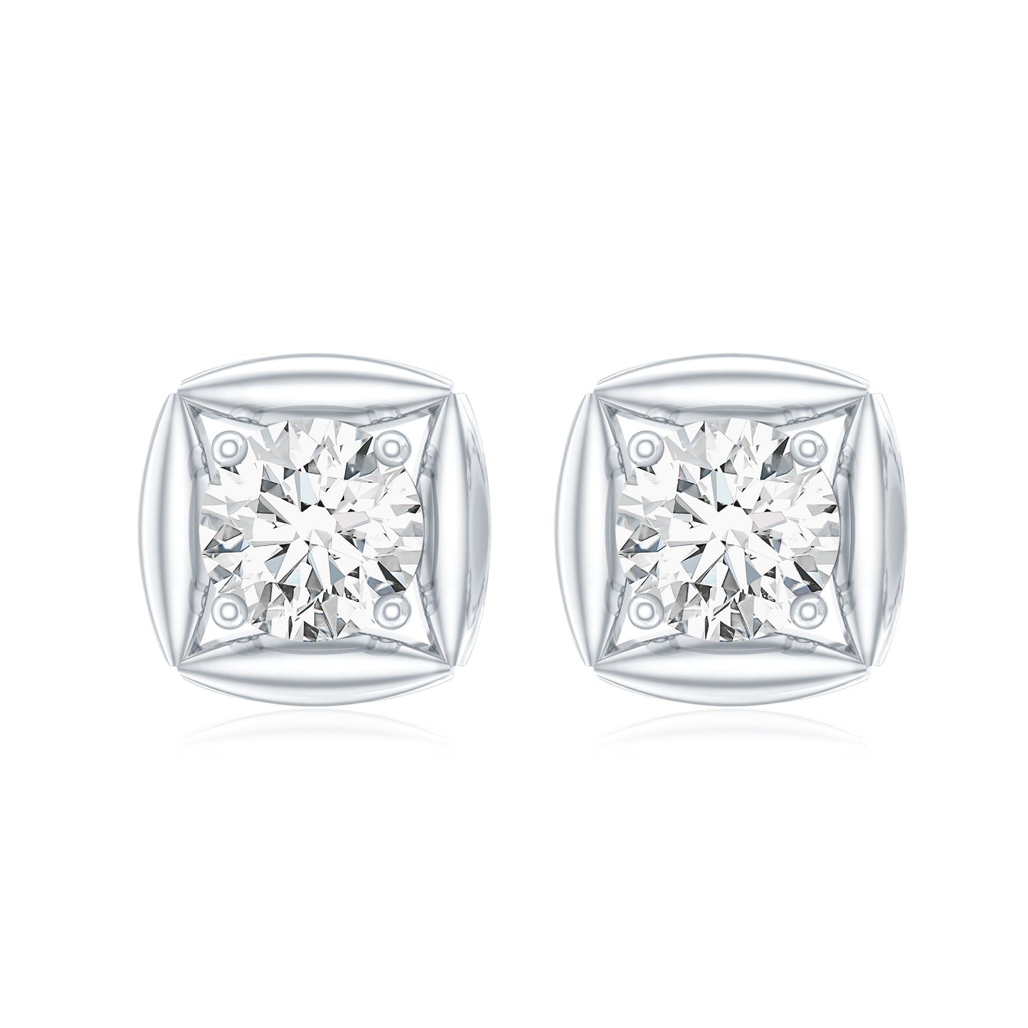 0.9 Carat Round Lab Grown Diamond Stud Earrings With Screw Back