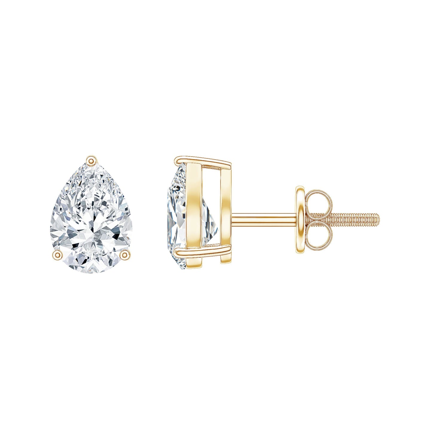 Pear Shape Lab Grown Diamond Solitaire Stud Earrings