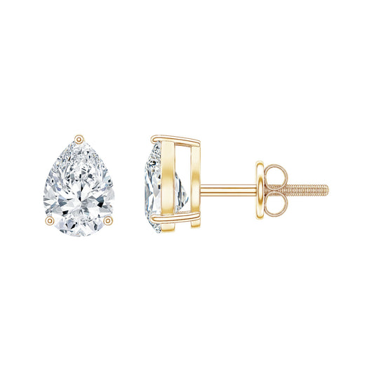 Pear Shape Lab Grown Diamond Solitaire Stud Earrings