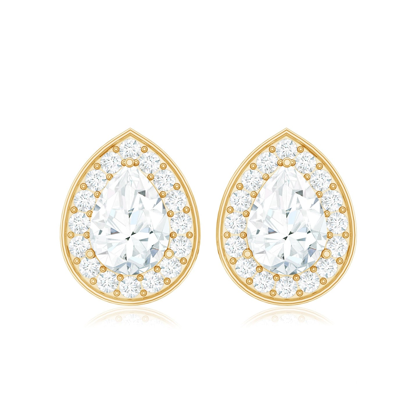 Pear Shape Lab Grown Diamond Classic Halo Stud Earrings