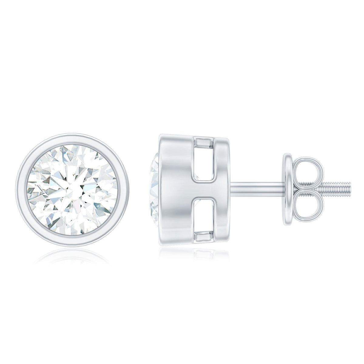 Simple Solitaire Stud Earrings with Lab Grown Diamond