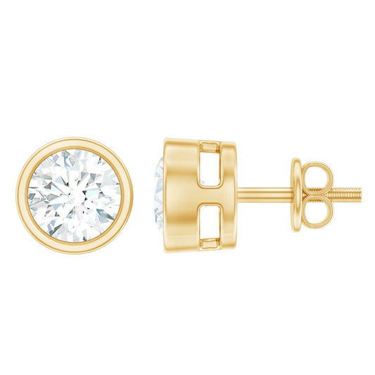 Simple Solitaire Stud Earrings with Lab Grown Diamond