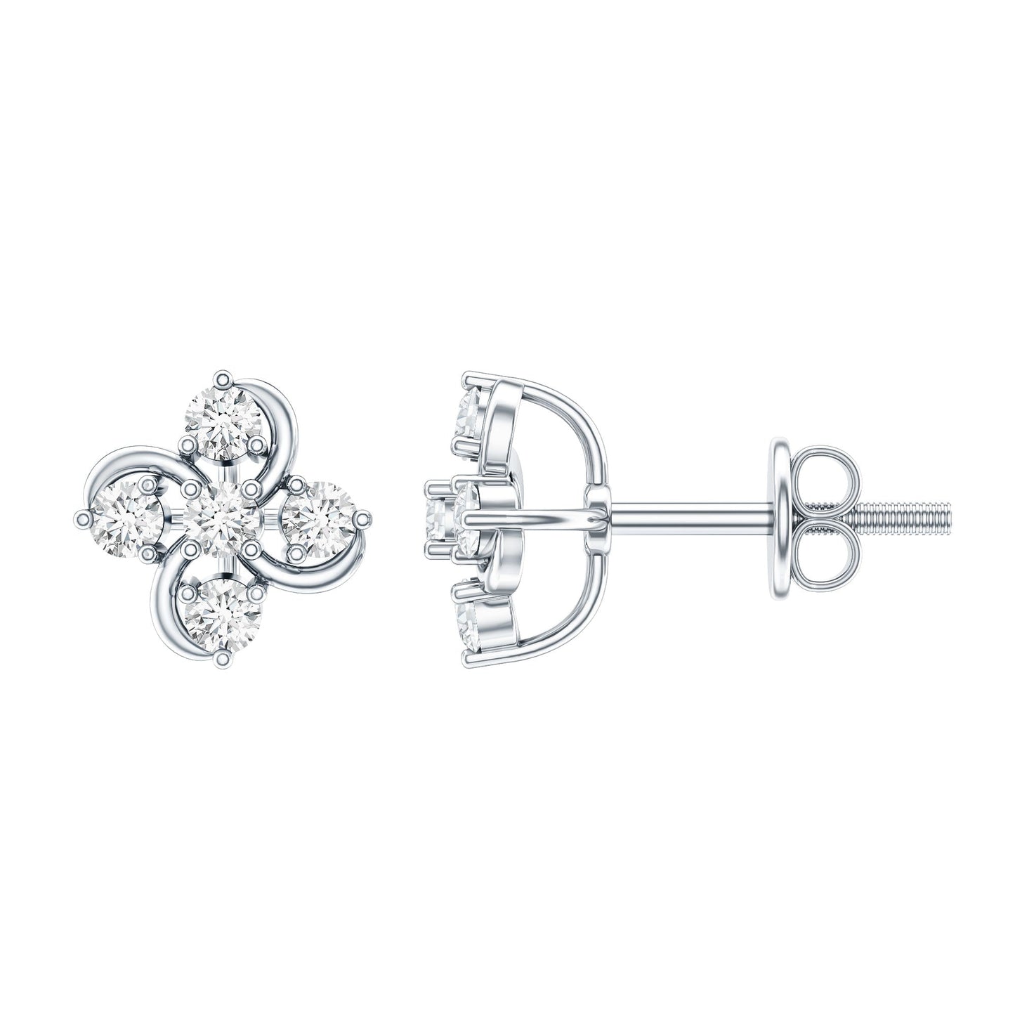 Diamond Flower Cluster Earrings For Women
