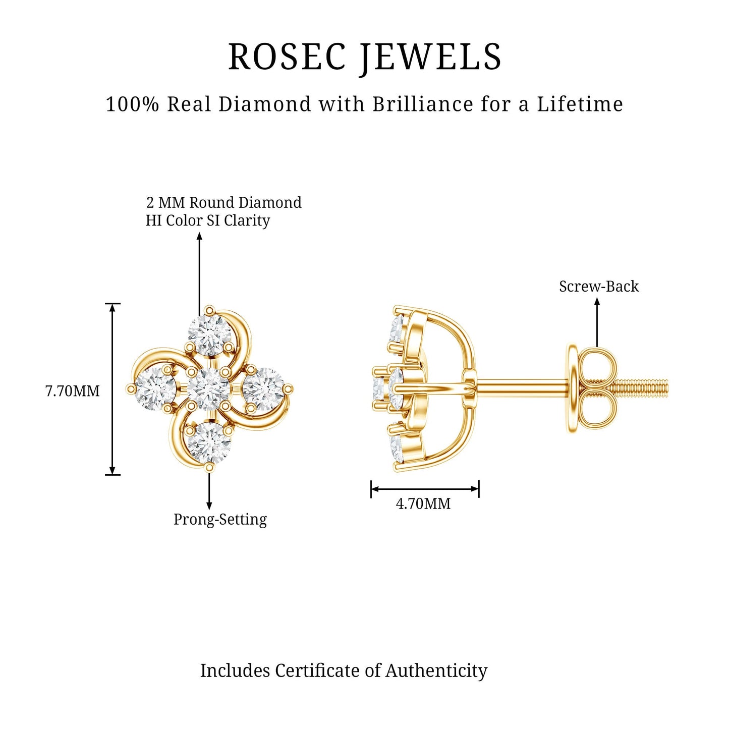 Diamond Flower Cluster Earrings For Women