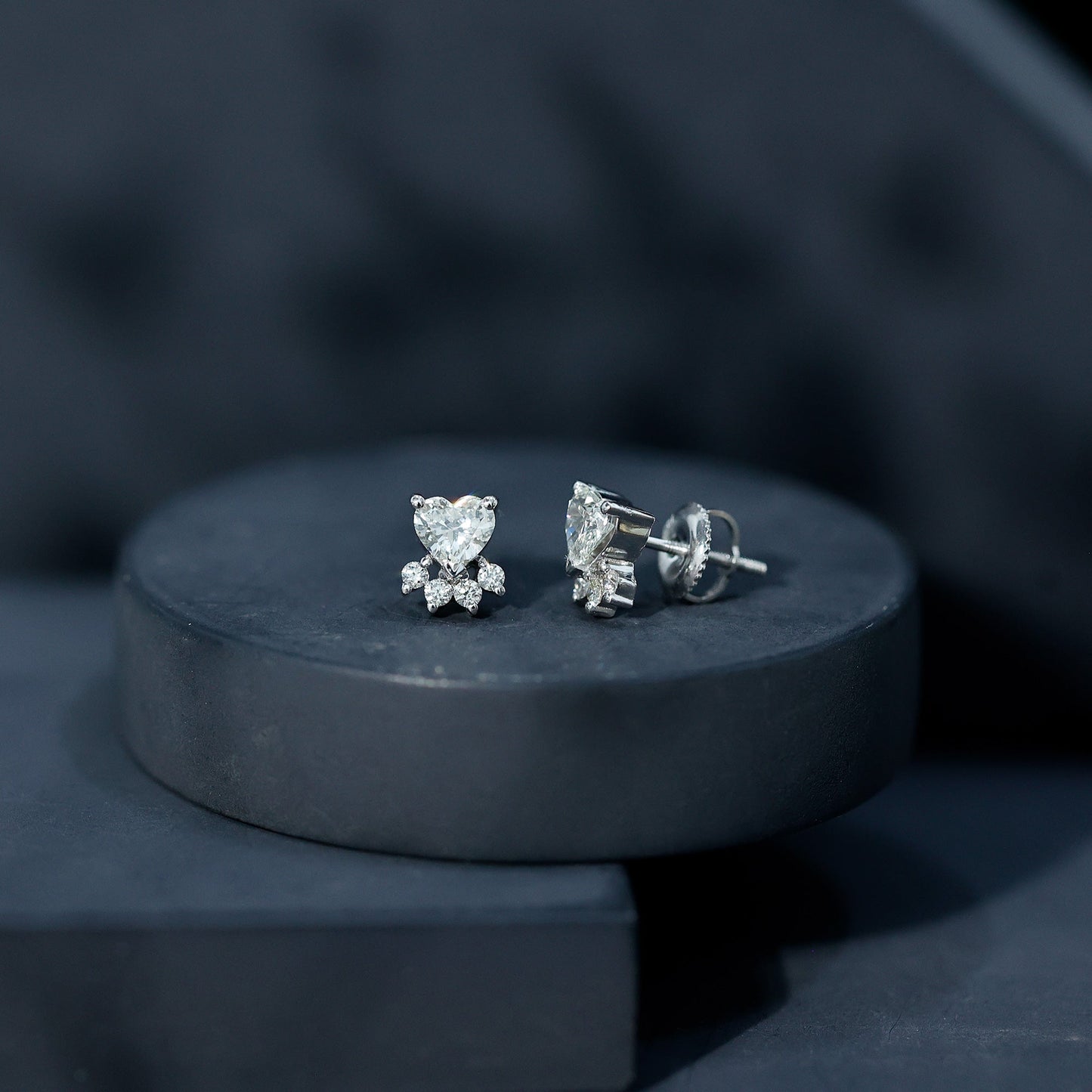 Natural Diamond Paw Stud Earrings for Women
