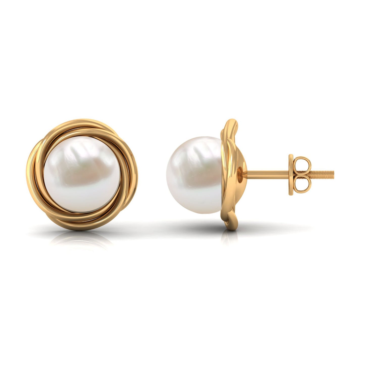 Genuine Freshwater Pearl Swirl Earrings with Screw Back
