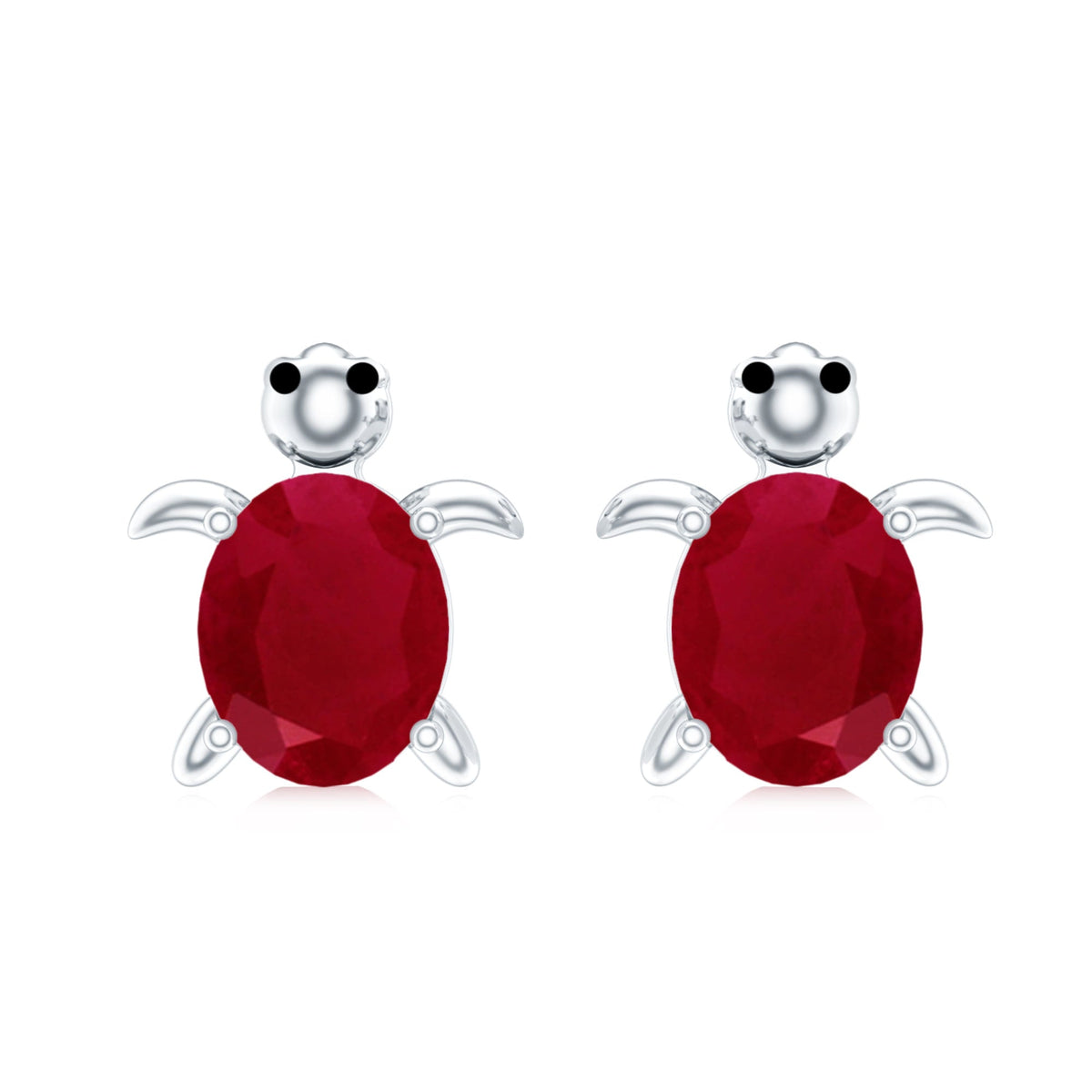 1.2 Carat Turtle Stud Earrings with Oval Cut Ruby