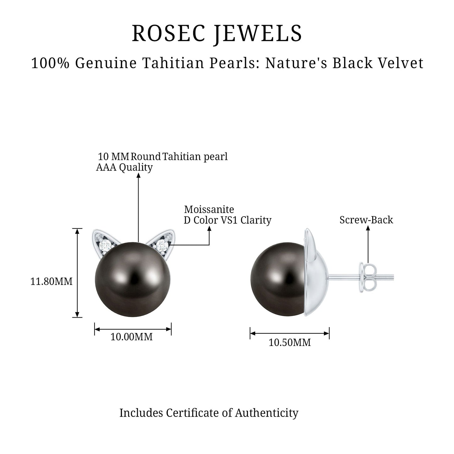 Natural Black Pearl Hello Kitty Earring with Certificate