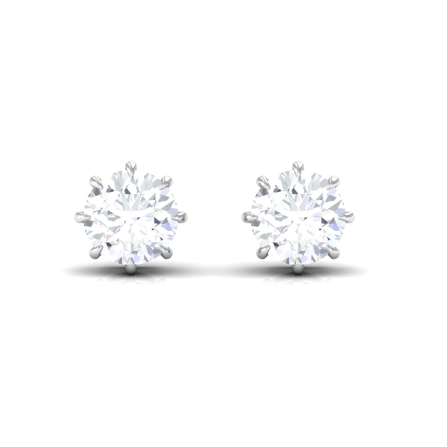 0.5 Carat Natural Diamond Solitaire Stud Earrings in 8 Claw Prong Setting