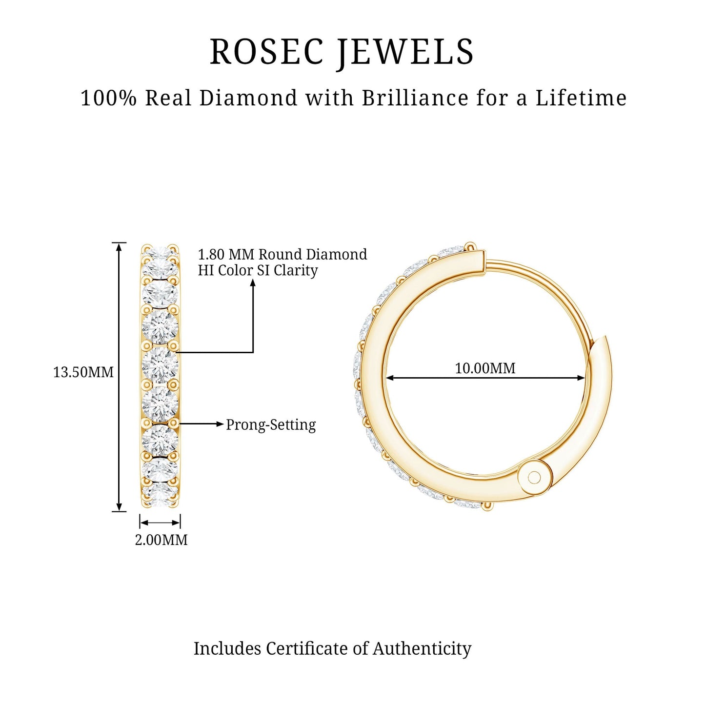 Certified Diamond Small Hoop Earrings