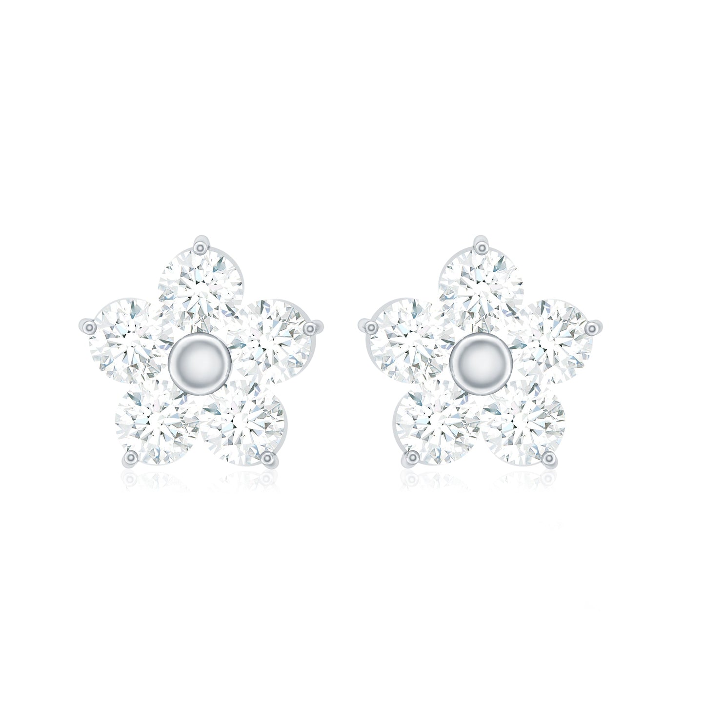 Natural Diamond Flower Stud Earrings