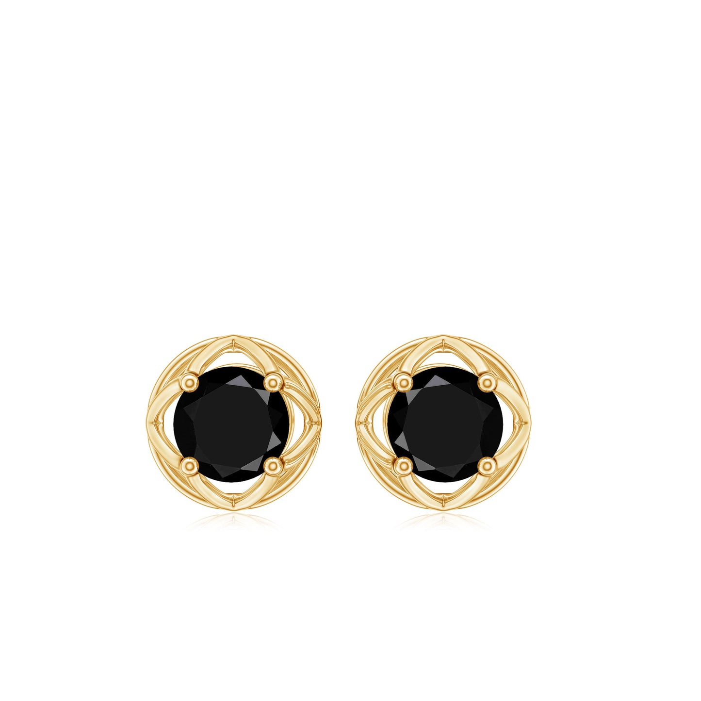 Solitaire Created Black Diamond Flower Stud Earrings