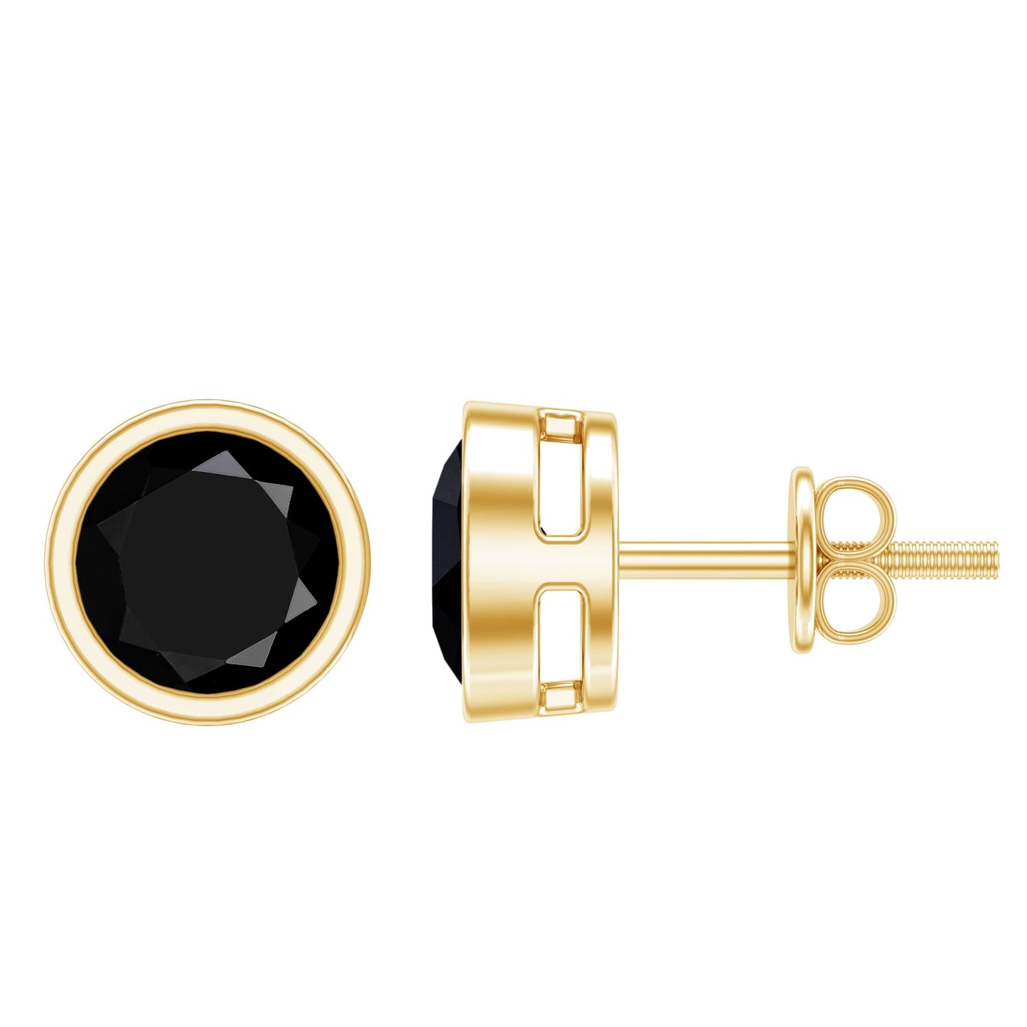 1.6 Carat Bezel Set Lab Created Black Diamond Solitaire Stud Earrings