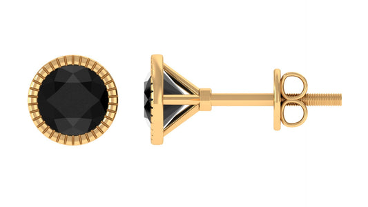 Genuine Black Onyx Solitaire Martini Stud Earrings
