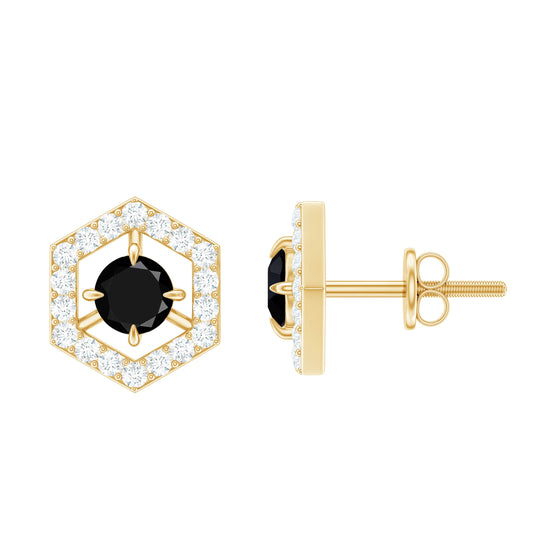 Lab Created Black Diamond and Diamond Geometric Stud Earrings