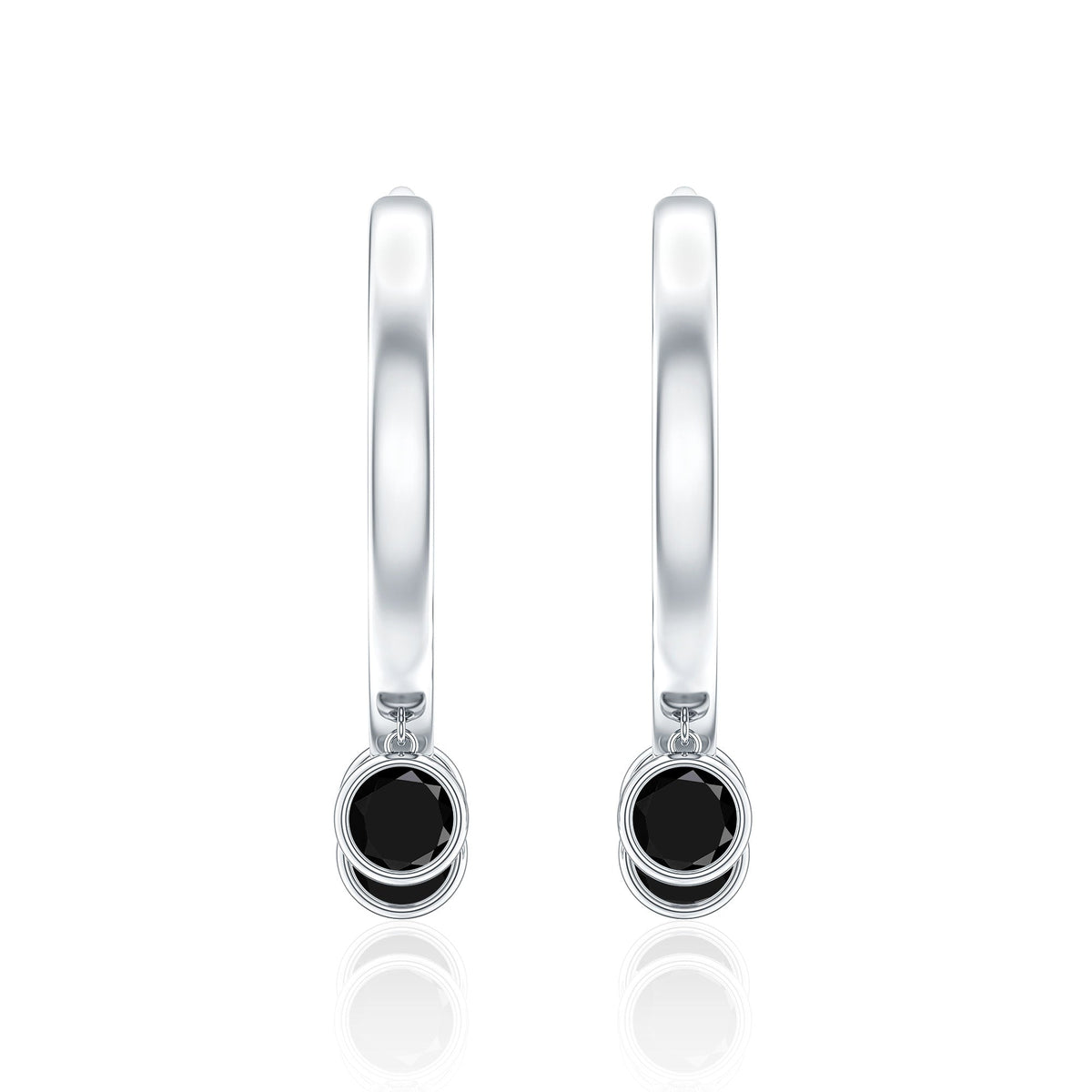 Genuine Black Onyx Hinged Hoop Drop Earrings