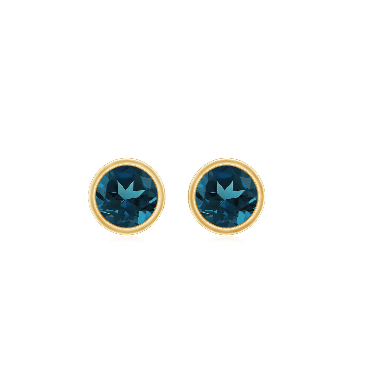 Bezel Set Round London Blue Topaz Solitaire Stud Earrings