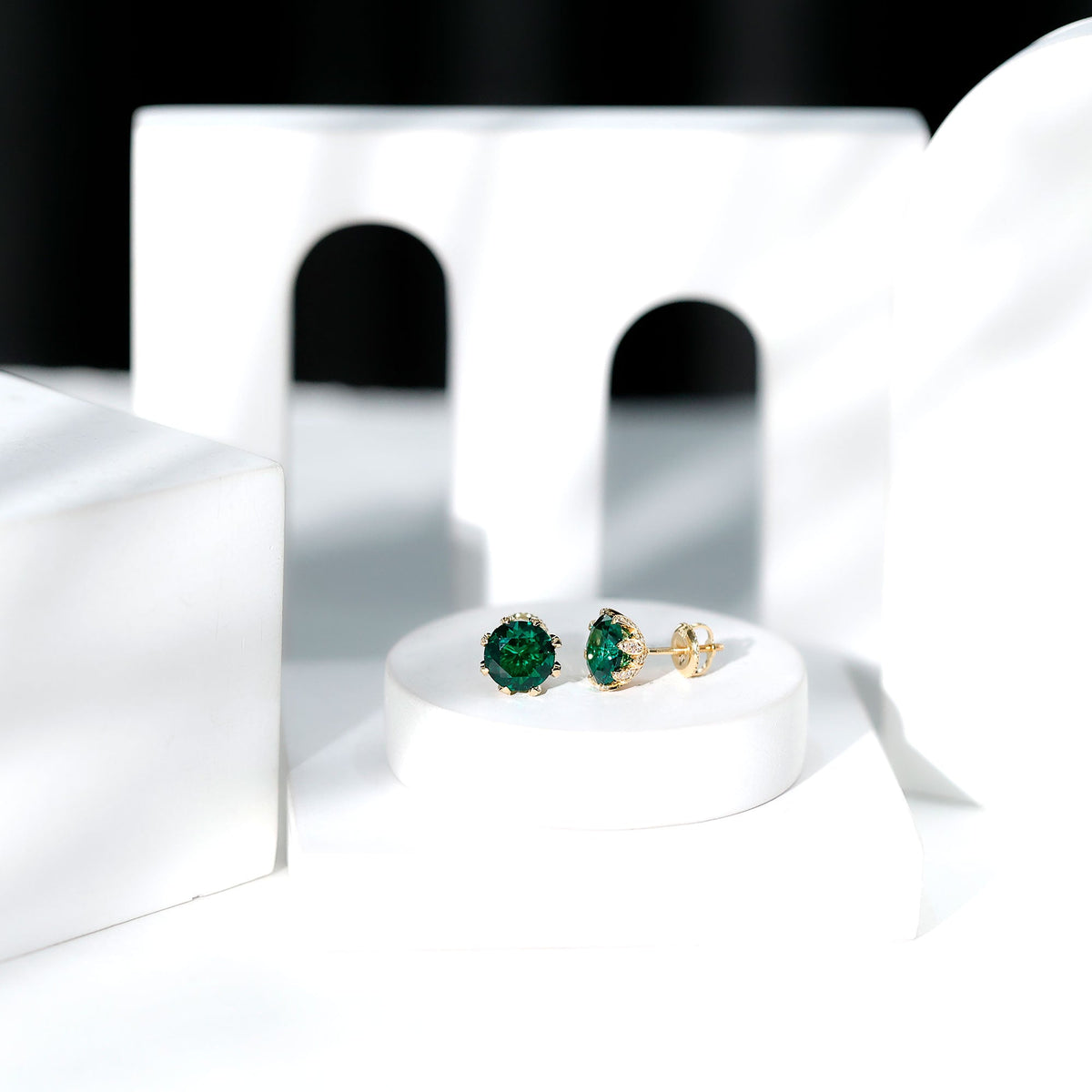 4.3 Carat Certified Lab Created Emerald Floral Stud Earrings