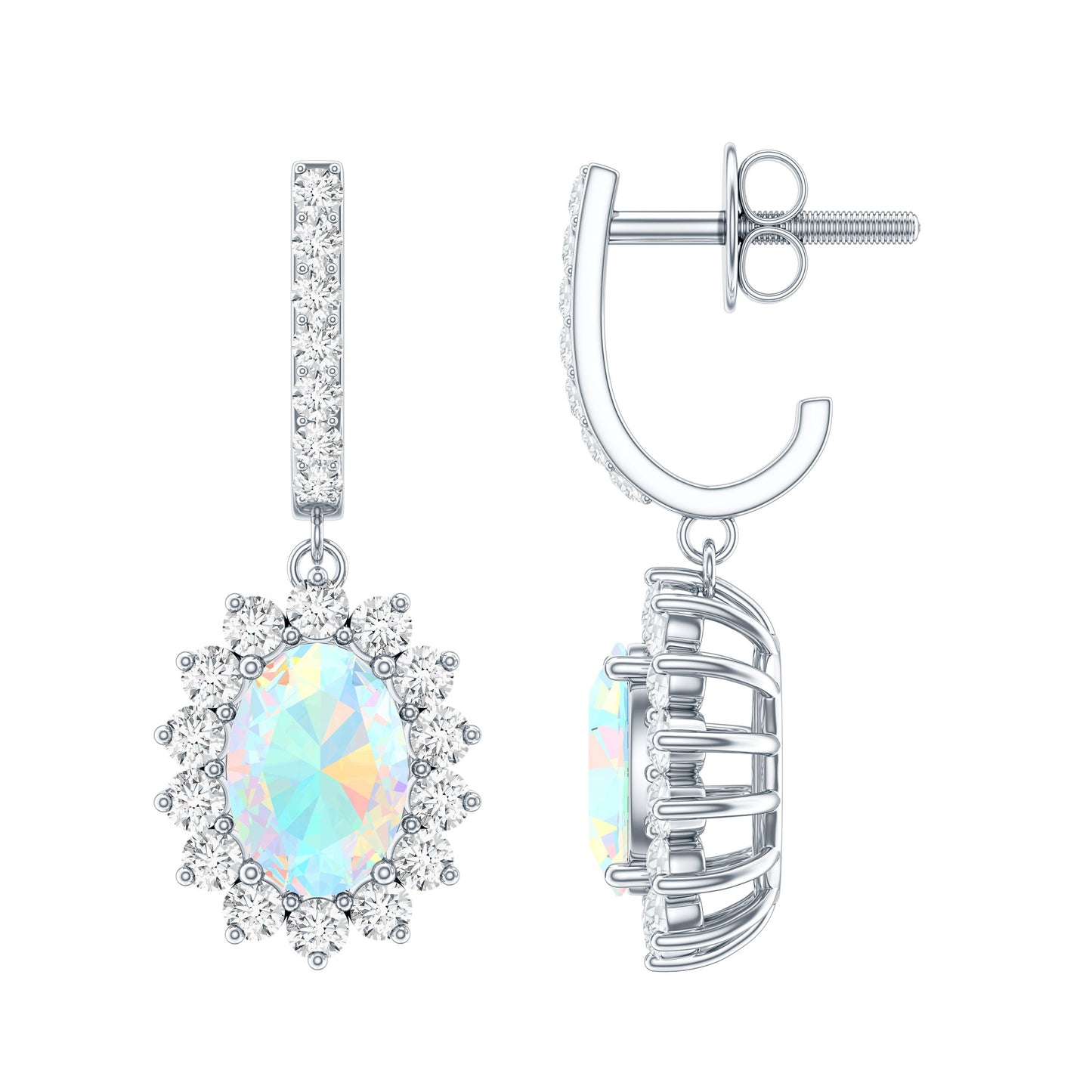 Certified 1.8 Carat Oval Ethiopian Opal Drop Earrings with Certificate